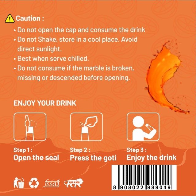 Orange Fizzy Goti Soda Pack of 5