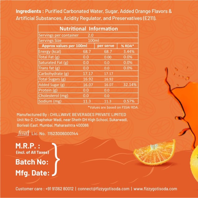Orange Fizzy Goti Soda Pack of 5